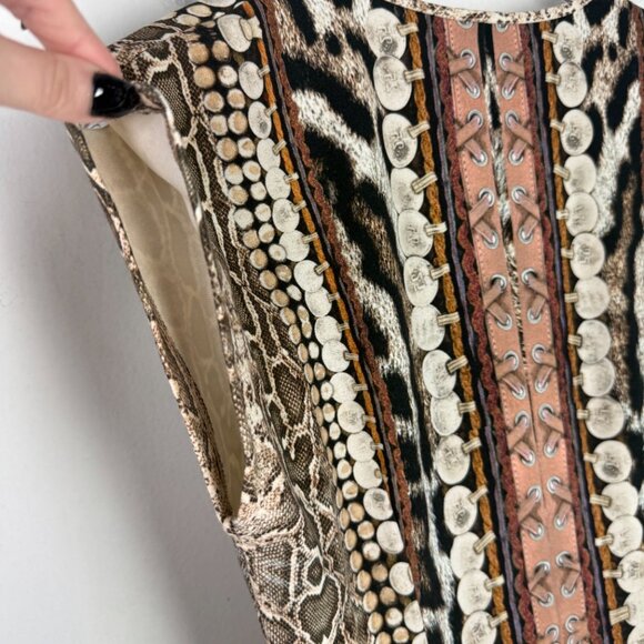 Just Cavalli Mixed Print Cap Sleeve Scoopneck Bodycon Mini Dress Size Medium M - Picture 11 of 11